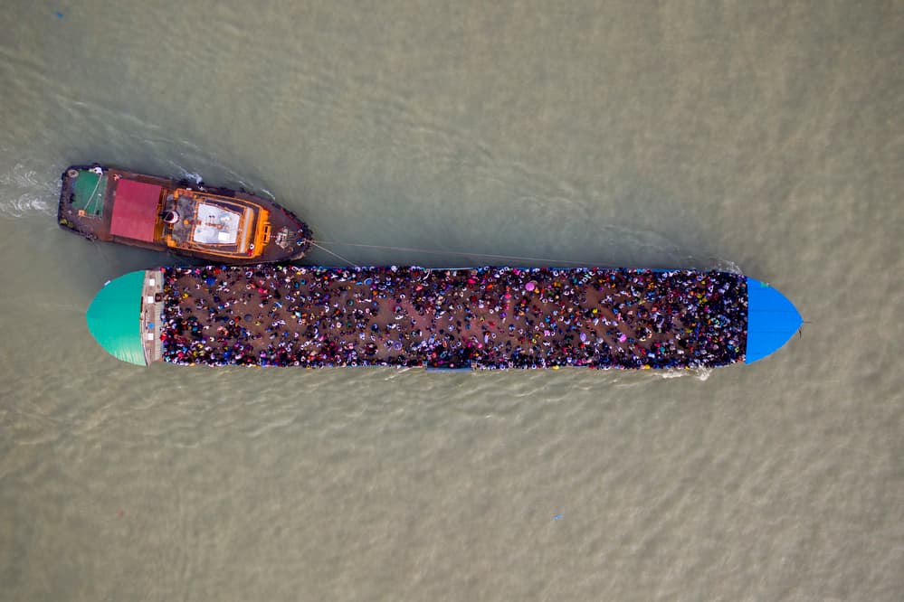 Crowded River Journey by Azim Khan Ronnie — canvas wall art