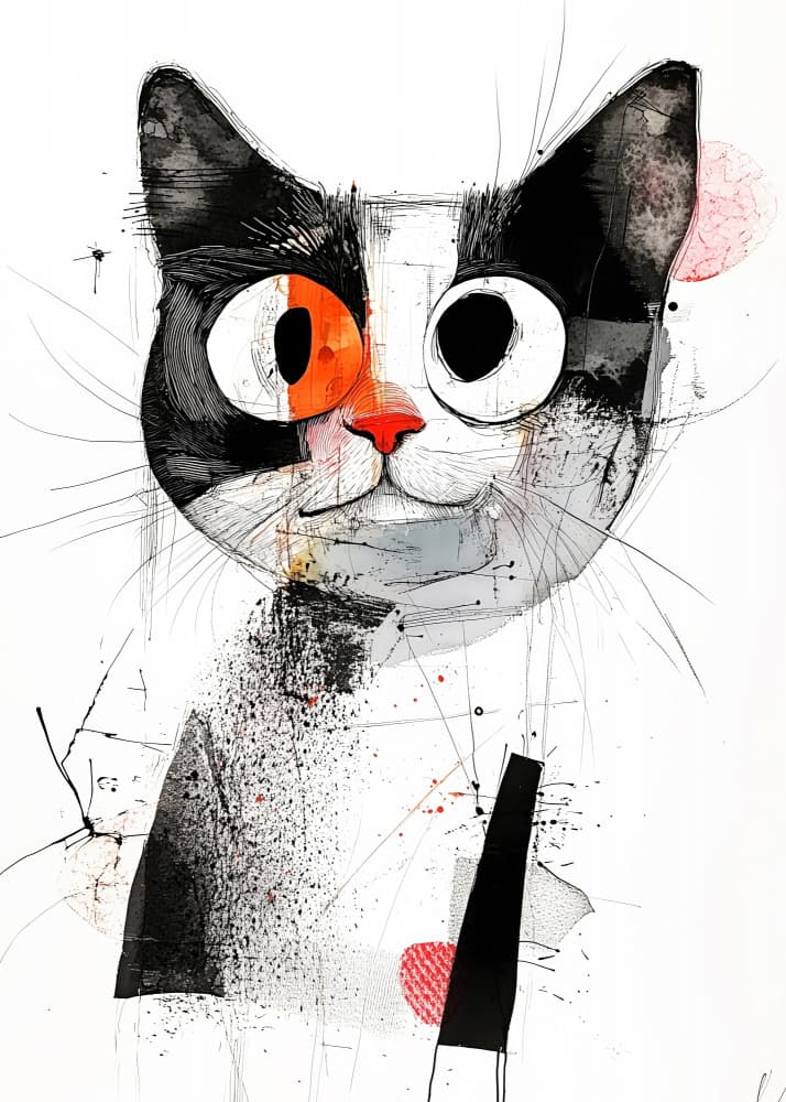 Abstract Orange Eyed Cat by Justyna Jaszke — canvas wall art
