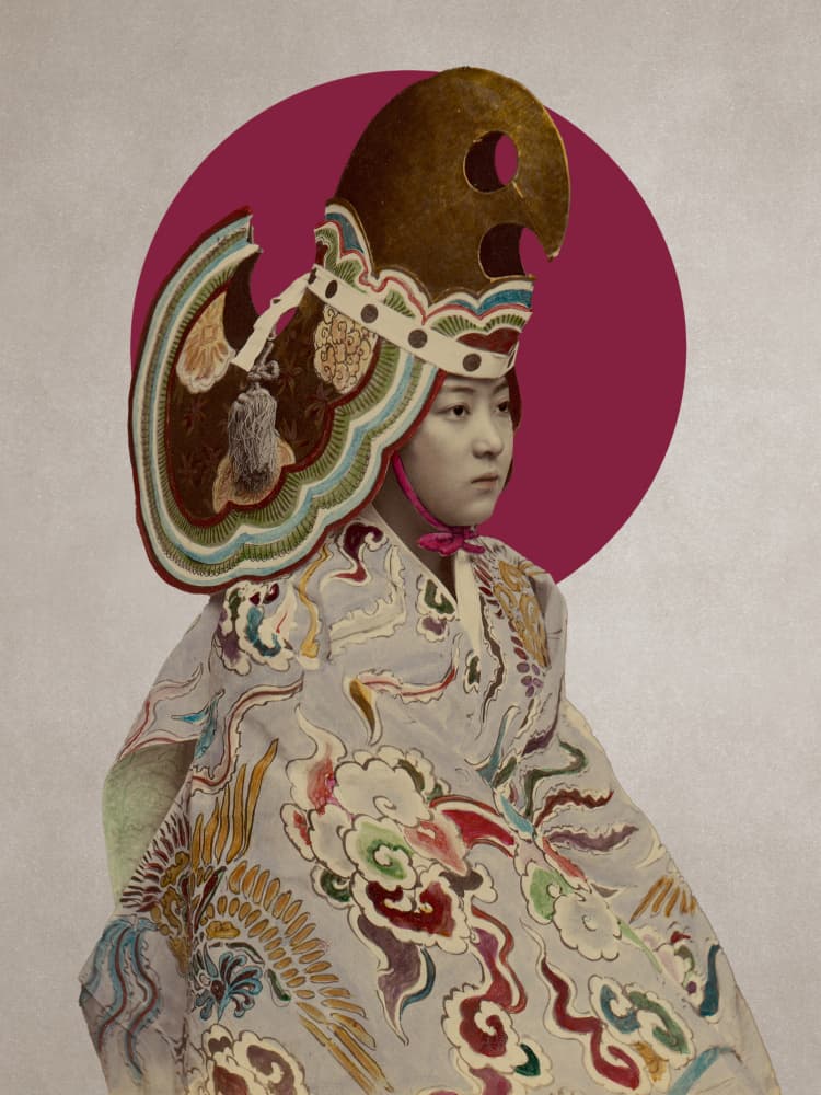 Phoenix Headdress Portrait by Marja van den Hurk — canvas wall art