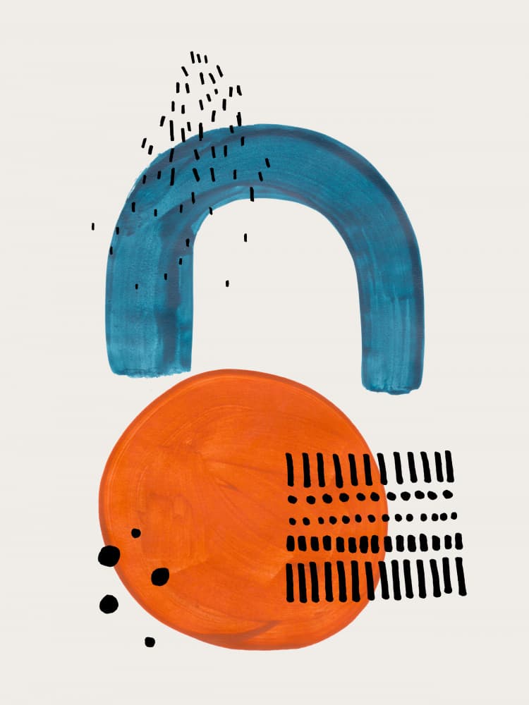 Blue Arch Orange Circle by Ejaaz Haniff — canvas wall art