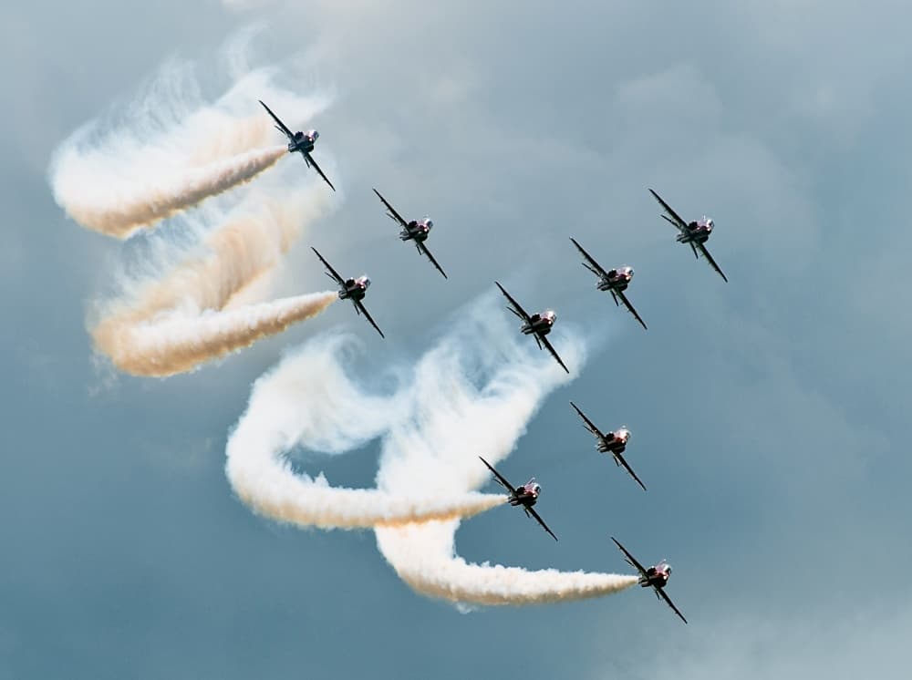 Aerobatic Jet Formation by Jan Lykke — canvas wall art