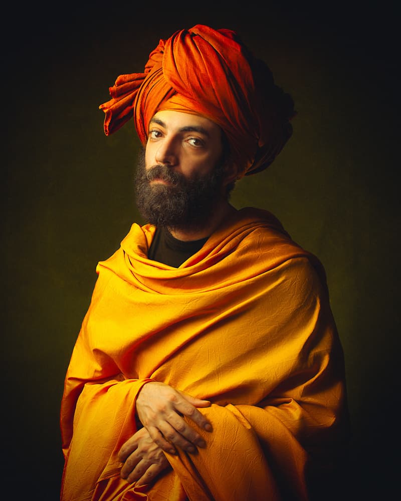 Man In Orange Turban by Mehdi Mokhtari — canvas wall art