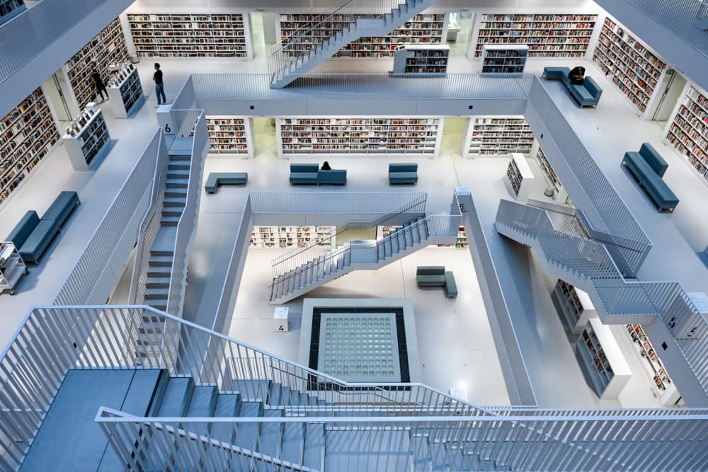 Modern Library Architecture by Linda Wride — canvas wall art