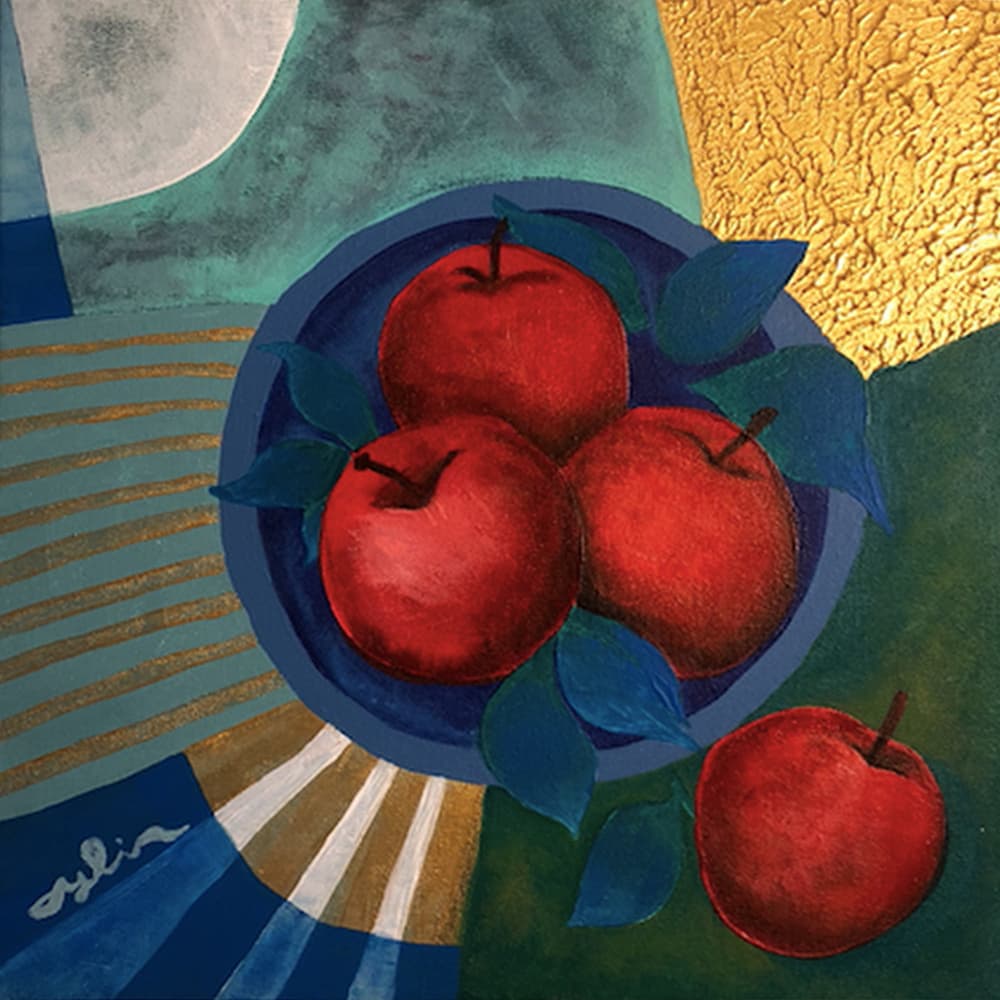 Red Apples Bowl by Aylin Demir — canvas wall art