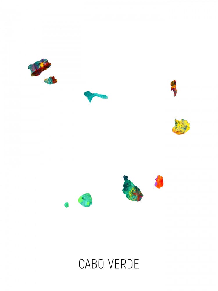 Vibrant Cabo Verde Map by Michael Tompsett — canvas wall art