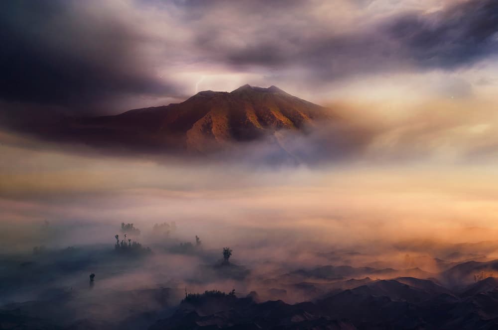 Misty Mountain Sunrise by Rudi Gunawan — canvas wall art