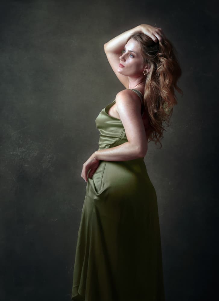 Elegant Woman in Green by Catherine Wang — canvas wall art