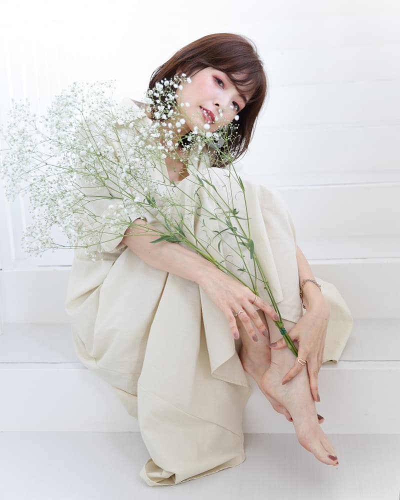 Woman with Baby's Breath by Tsutomu Sakamoto — canvas wall art