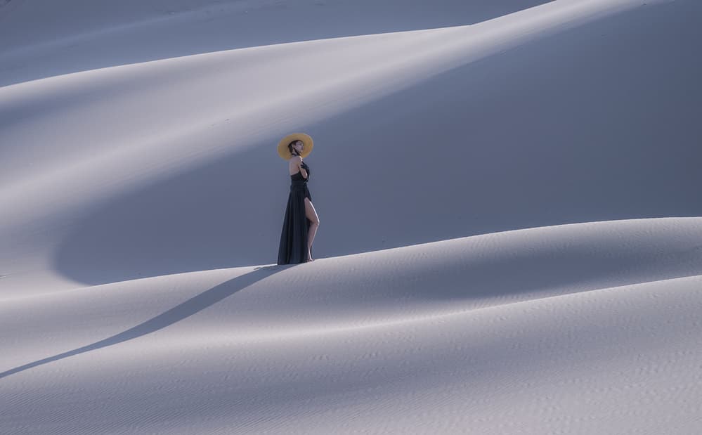 Elegant Woman White Dunes by Bingo Z — canvas wall art