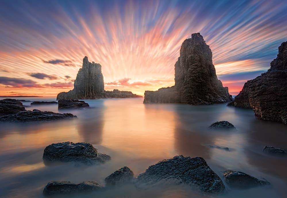 Sea Stacks Sunset Glow by Jingshu Zhu — canvas wall art
