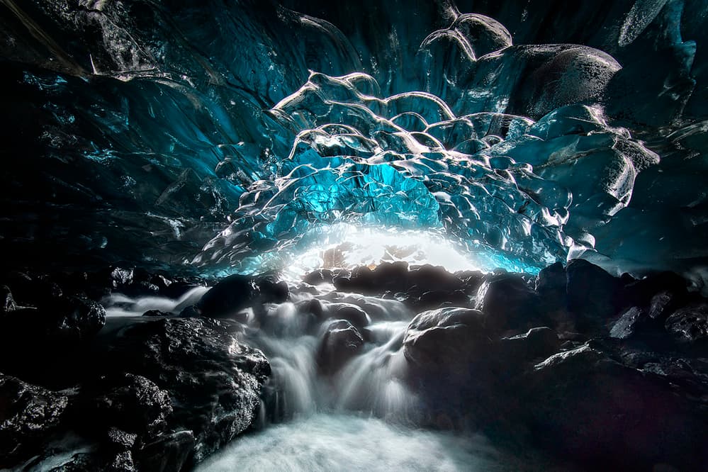 Blue Glow Ice Cave by Hua Zhu — canvas wall art