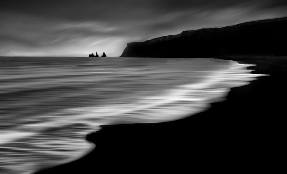 Black Beach Sea Stacks by Dennis Zhang — canvas wall art