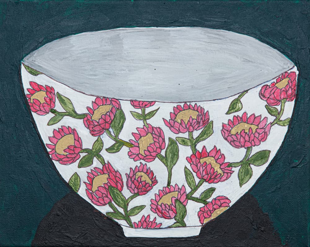 Painted Floral Bowl by Dale Hefer — canvas wall art