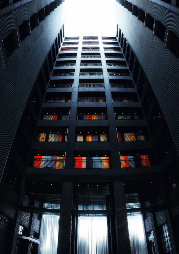Modern Building Colorful Windows by 大山　儀高 — canvas wall art