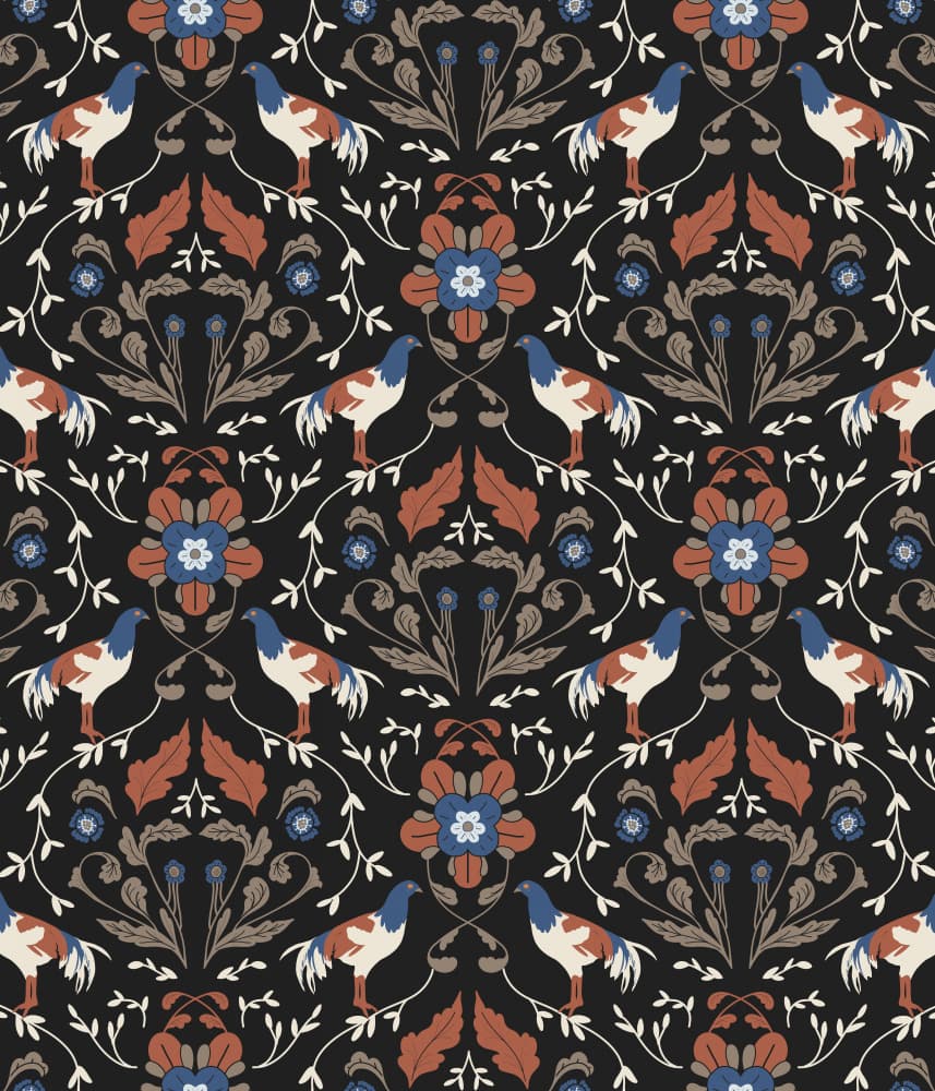 Roosters Beige Pattern by Anis Illustration — canvas wall art