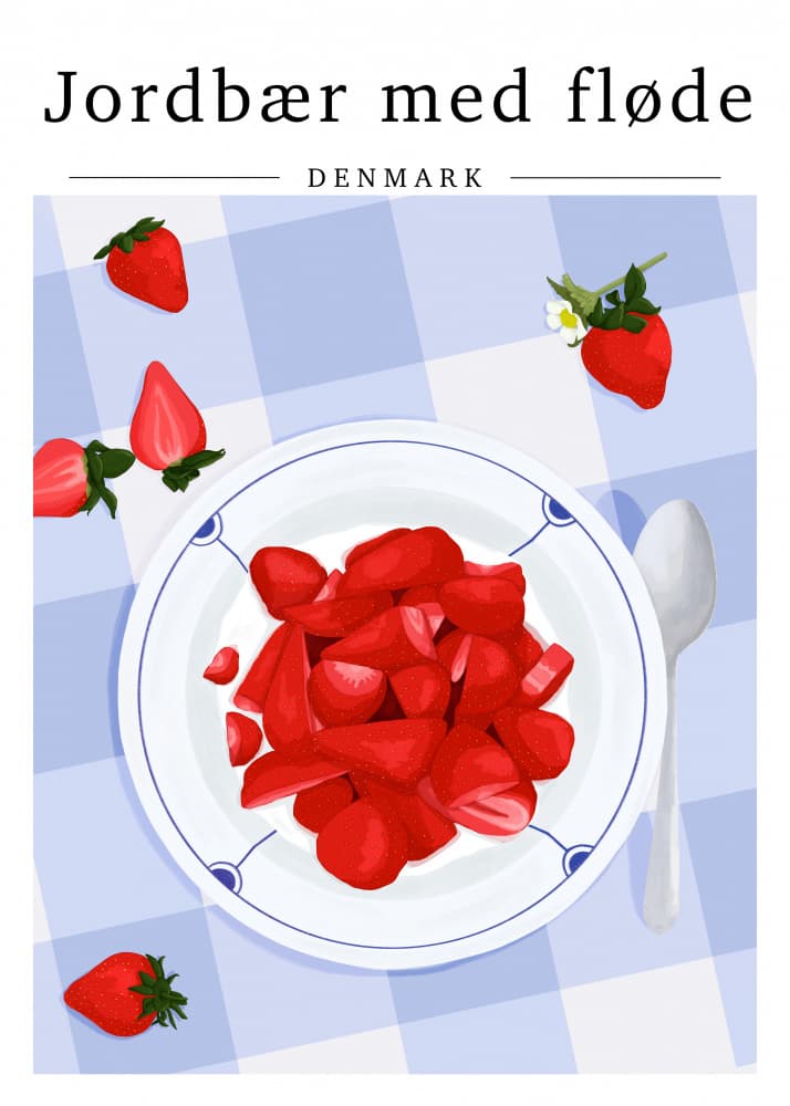 Jordbær Med Fløde by ByKammille — canvas wall art