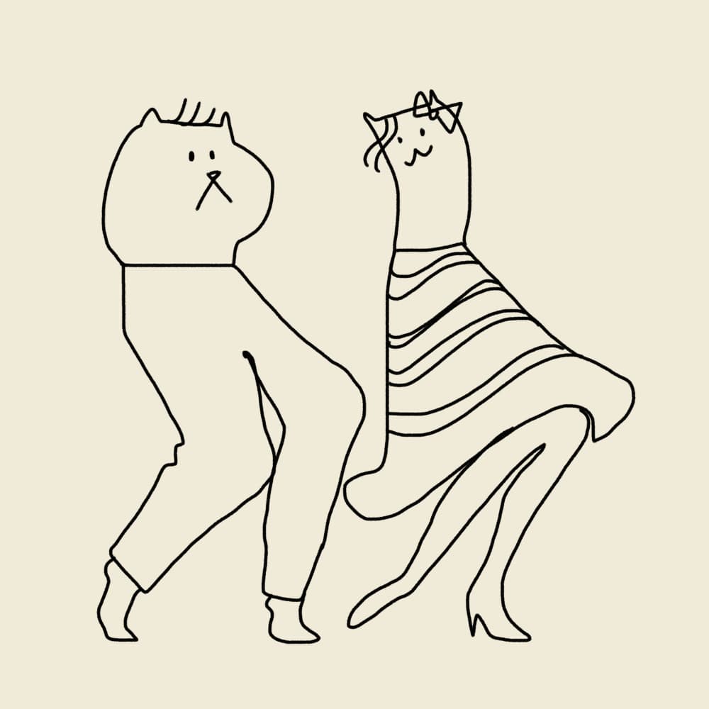 Whimsical Cat Dance by Little Dean — canvas wall art