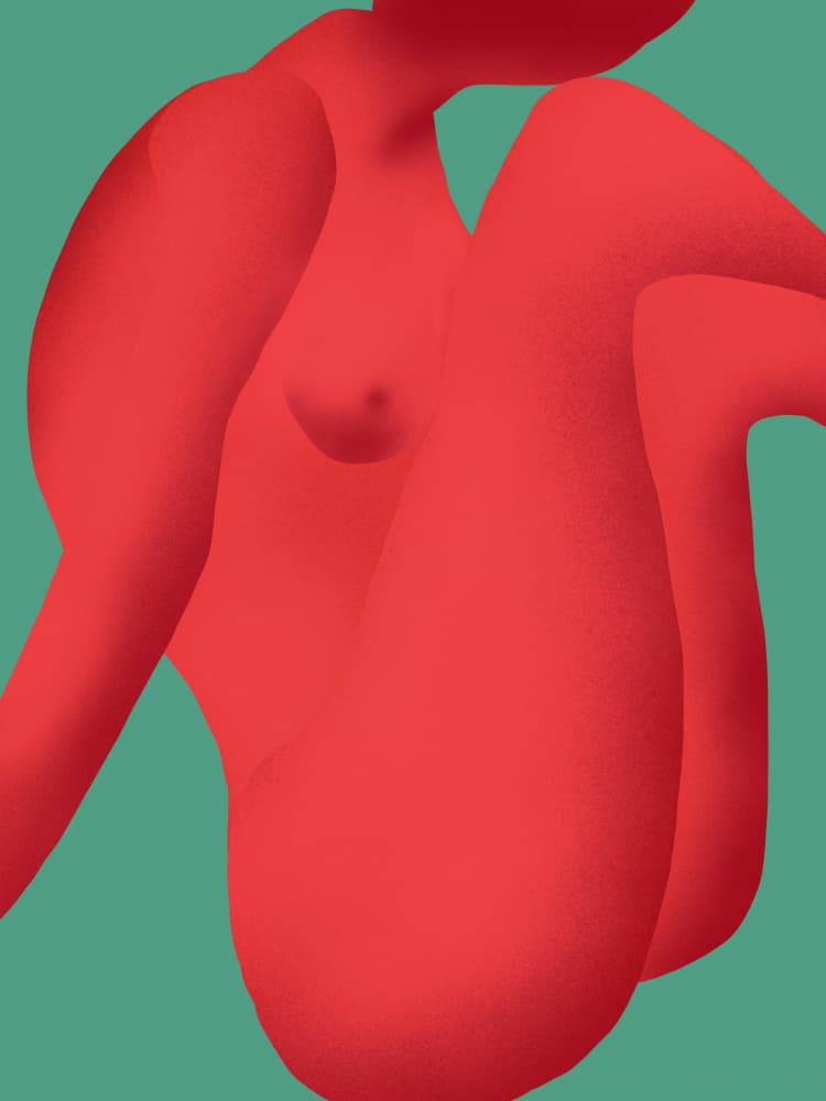 Stylized Red Nude Figure by Little Dean — canvas wall art