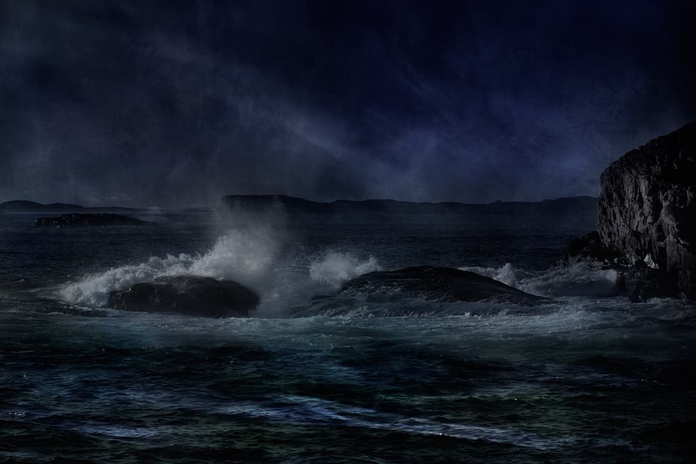 Dark Ocean Waves Crashing by Willy Marthinussen — canvas wall art