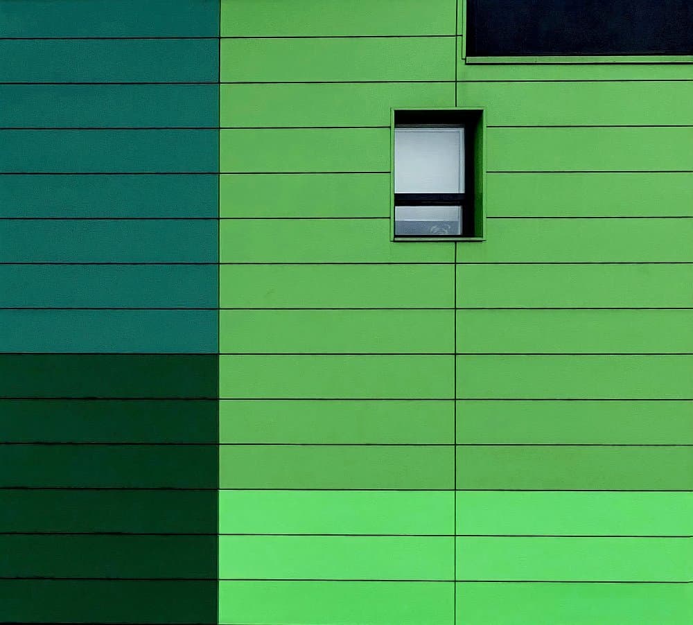 Geometric Green Building by Yanyan Gong — canvas wall art