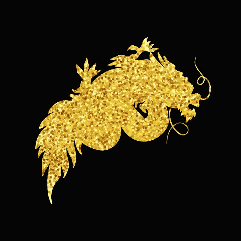 Golden Glitter Dragon by Marika Barsrsind — canvas wall art