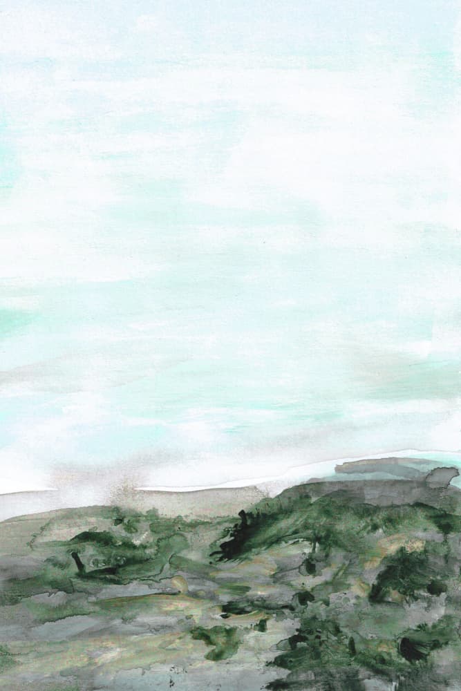 Calm Green Coastal Landscape by Lori Ann Folz — canvas wall art