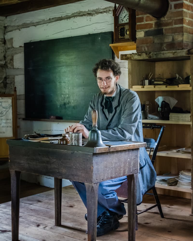 Teacher In Vintage Classroom by Miroslaw Prybinski — canvas wall art