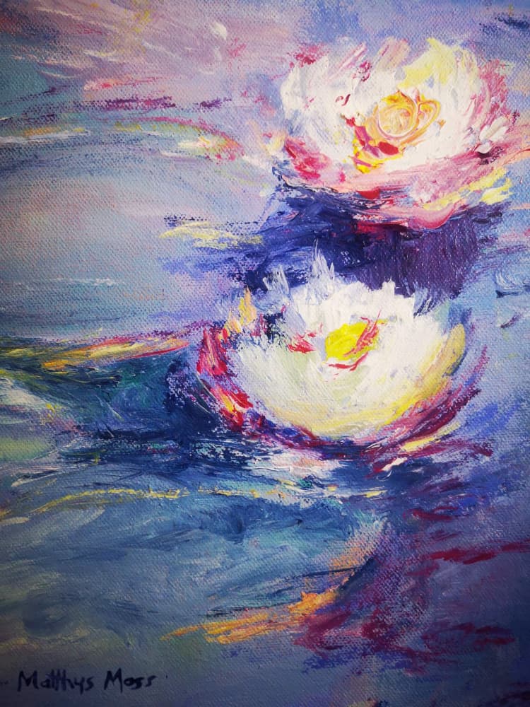 Vibrant Water Lilies by Matthys Moss — canvas wall art