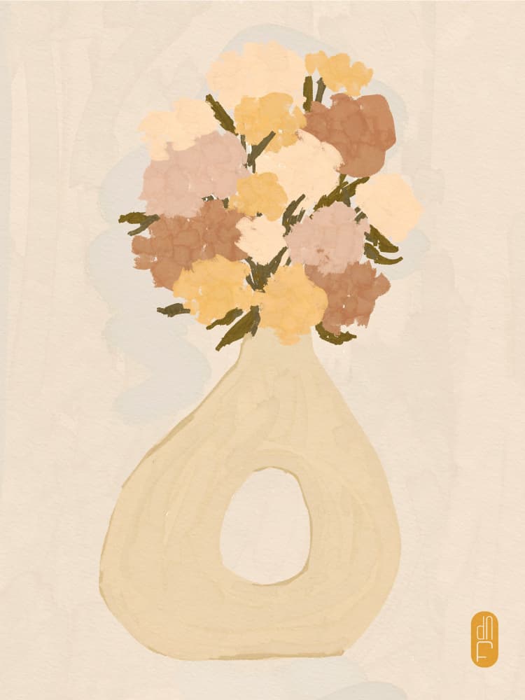 Muted Floral Vase by Dianne Nicole Fernando — canvas wall art