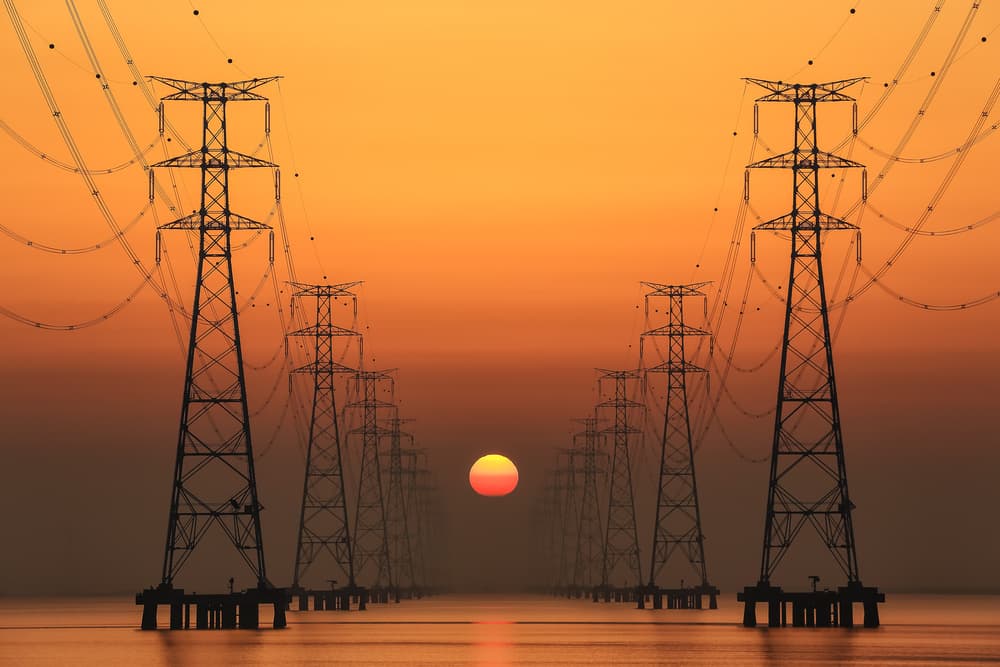 Sunset Power Towers by Tiger Seo — canvas wall art