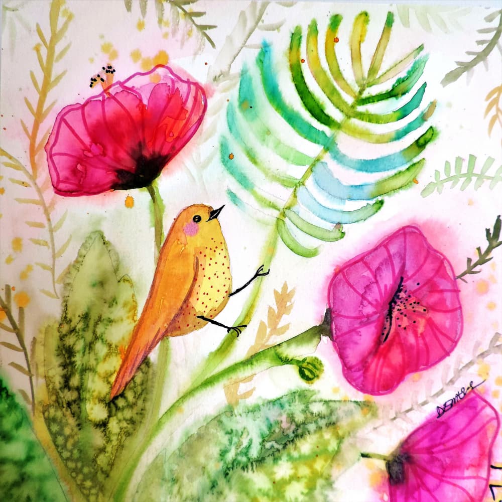 Whimsical Garden Bird by Sylvie Demers — canvas wall art