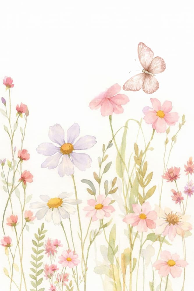 Soft Watercolor Wildflowers by Sally Ann Moss — canvas wall art