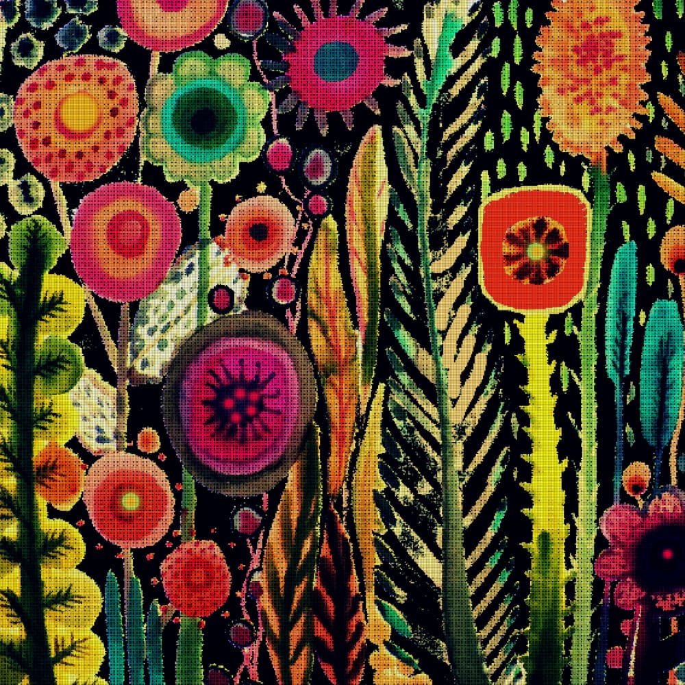 Colorful Stylized Garden by Sylvie Demers — canvas wall art