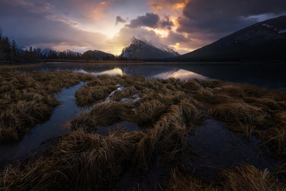 Dramatic Mountain Lake Dawn by David Martin Castan — canvas wall art