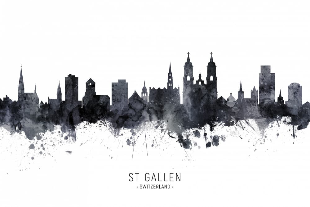 St Gallen City Skyline by Michael Tompsett — canvas wall art