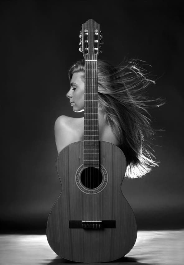Elegant Guitar Muse by Gabor Kanovits , AFIAP — canvas wall art