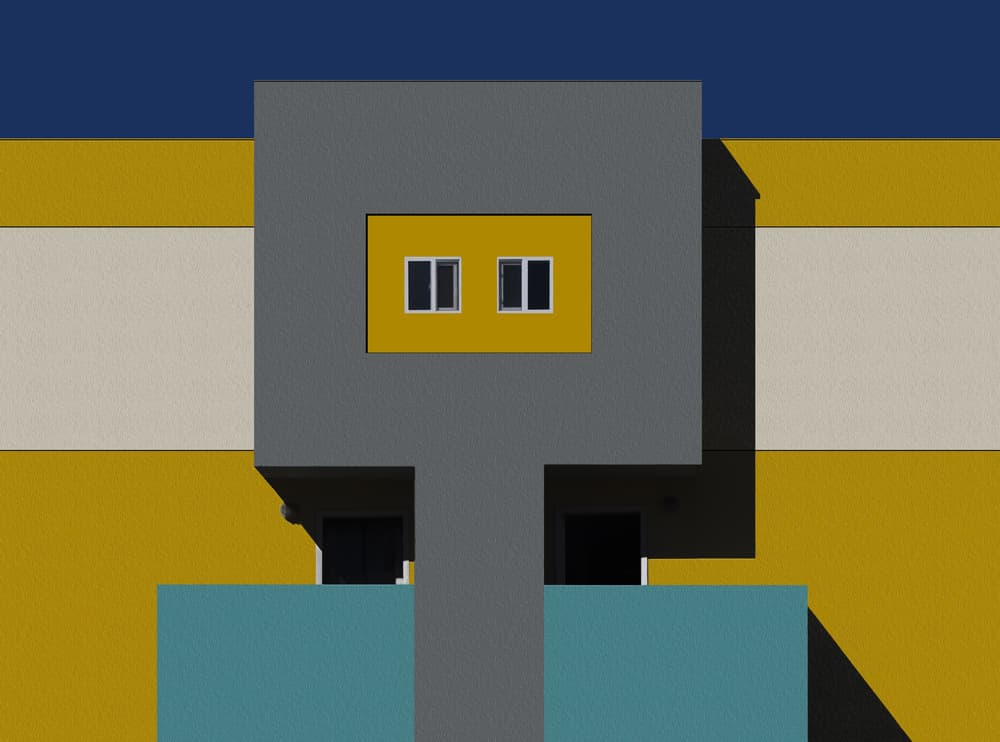 Colorful Geometric Facade by Roxana Labagnara — canvas wall art