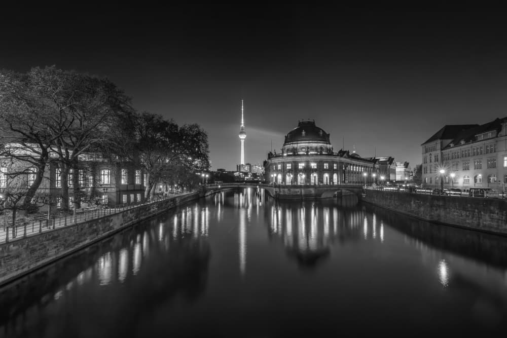 Berlin Night Reflections by Melanie Viola — canvas wall art