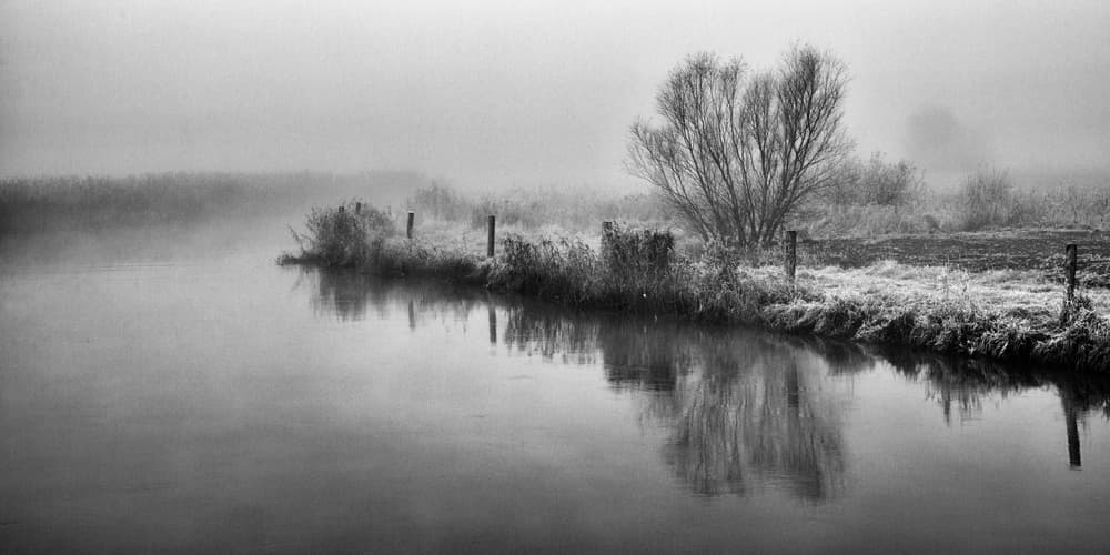 Misty Winter River by Leif Løndal — canvas wall art