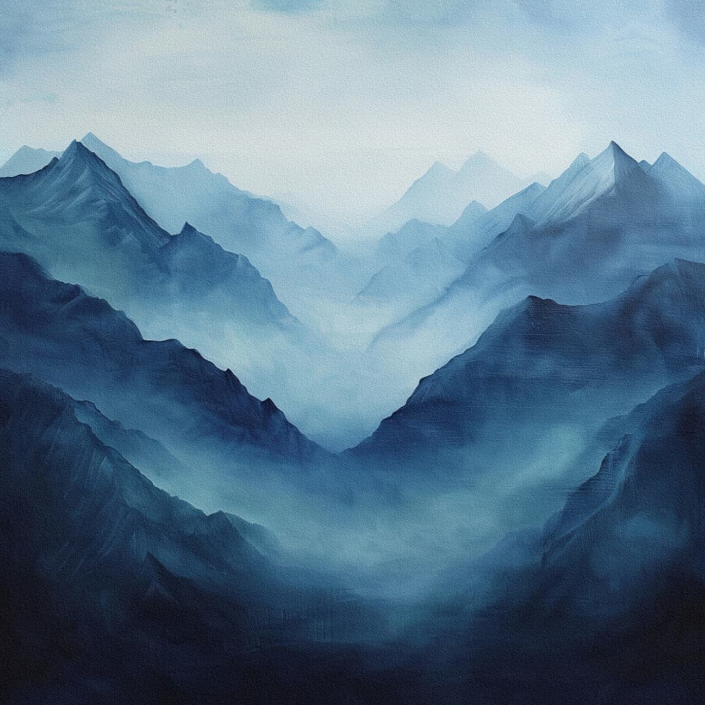 Misty Blue Mountains by Bilge Paksoylu — canvas wall art