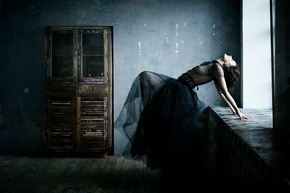 Elegant Woman Dark Room by Mike Darzi — canvas wall art