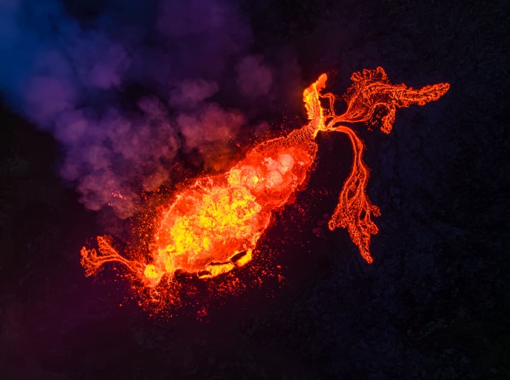 Fiery Volcanic Eruption by David Martin Castan — canvas wall art