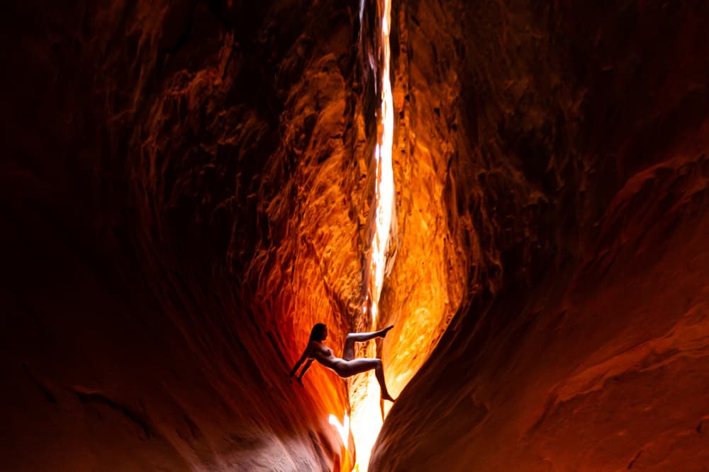 Nude Climber Glowing Canyon by Scott Smallie — canvas wall art