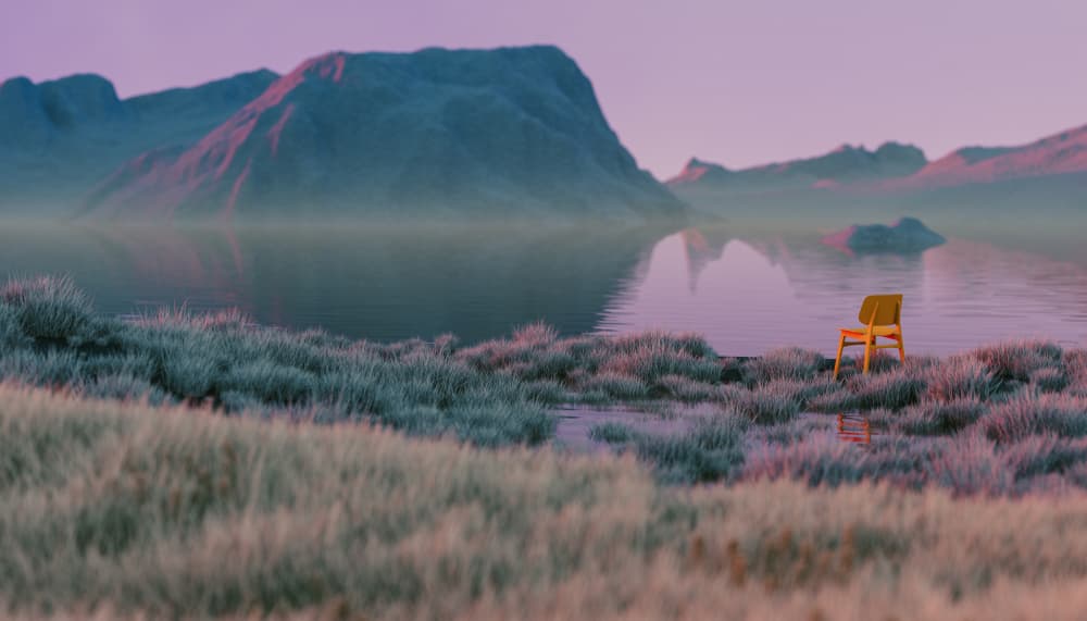 Yellow Chair Lakeside View by Javier Pardina — canvas wall art
