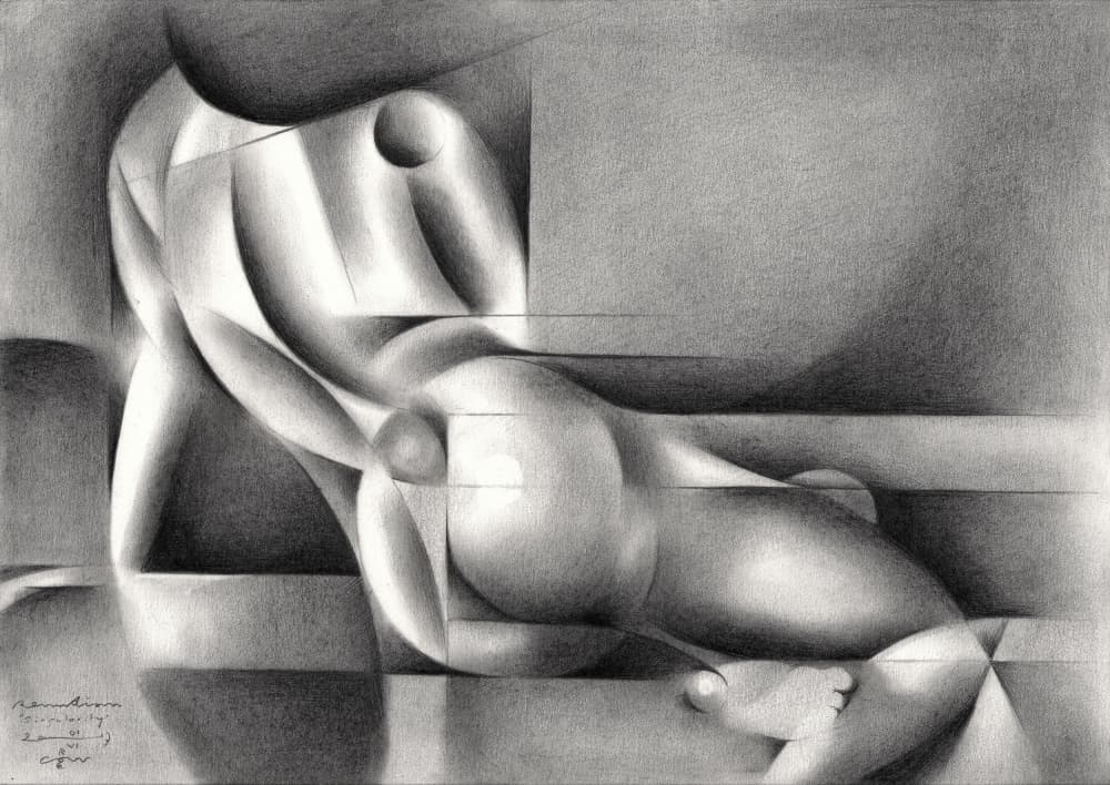 Geometric Nude Figure by Corné Akkers — canvas wall art