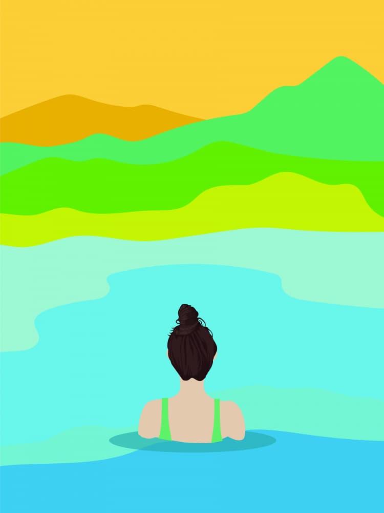 Woman in Mountain Waters by WallChart Art Studio — canvas wall art