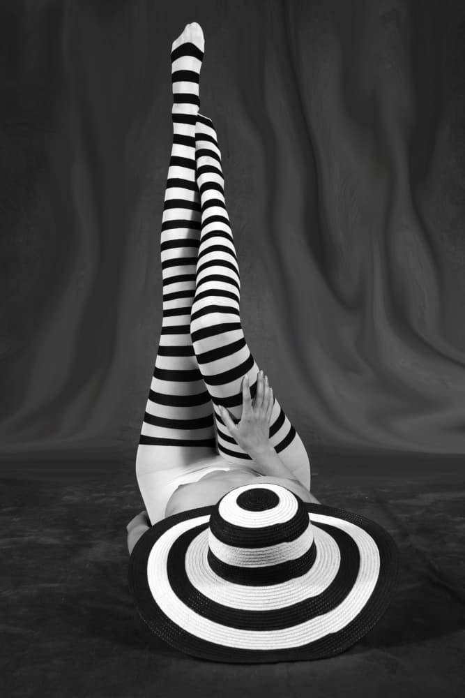 Striped Legs And Hat by Christine von Diepenbroek — canvas wall art