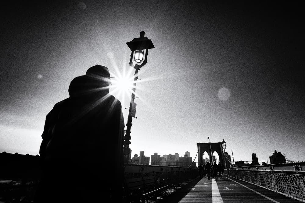 Brooklyn Bridge Sun Flare by Elena Raceala — canvas wall art