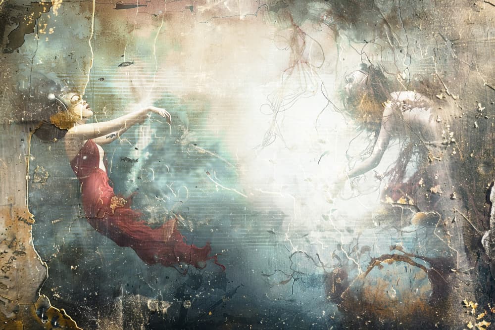 Red Dress Dreamscape by Rafal Kulik — canvas wall art
