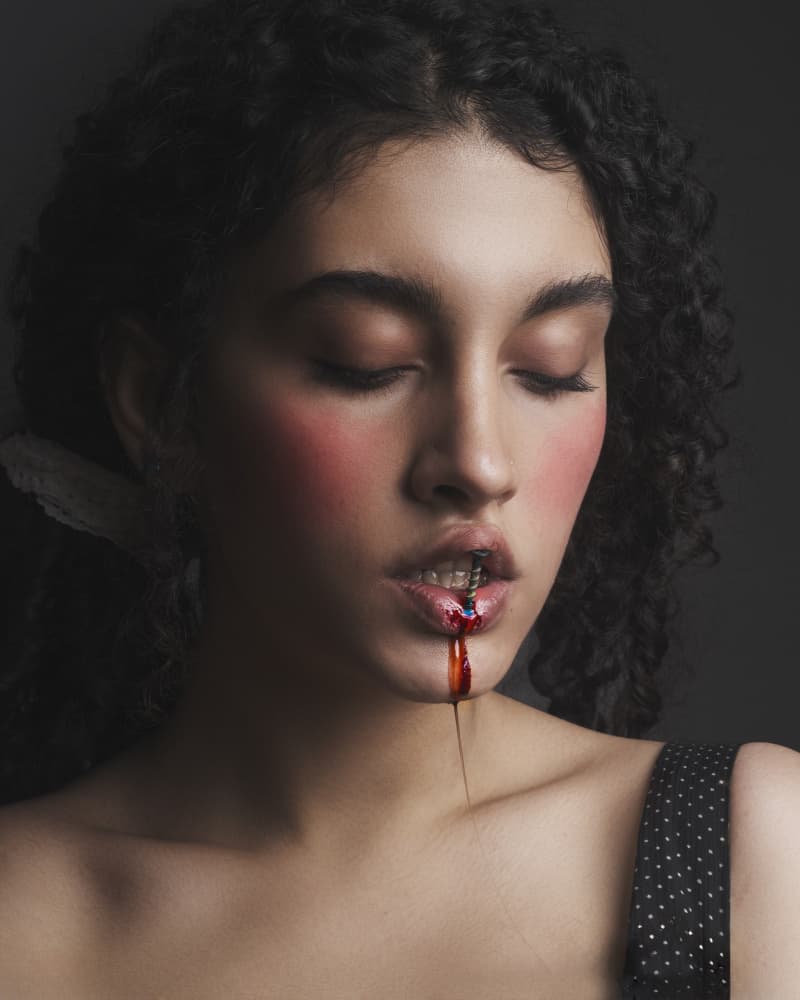 Conceptual Bleeding Lips by Hooman Sedaghi — canvas wall art